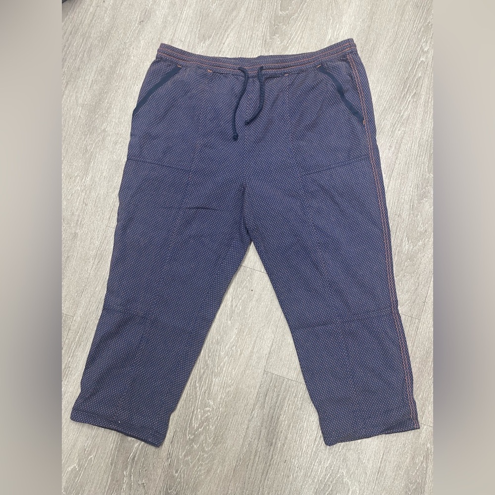 Anthropologie Dylan Speckled cropped joggers blue orange drawstring size XL